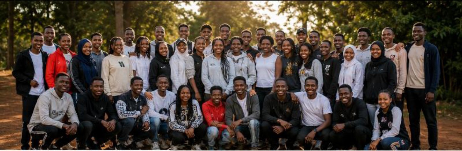 Large U-MATTER Kenya youth cohort gathered outdoors after a Campus Connect session